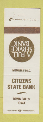Matchbook Cover - Citizens State Bank Iowa Falls IA WEAR