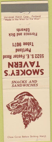 Matchbook Cover - Smokey's Tavern Porland OR Spaniel?