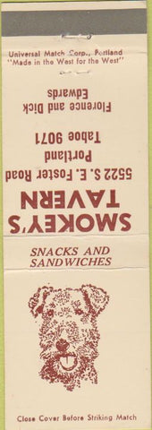 Matchbook Cover - Smokey's Tavern Porland OR Terrier
