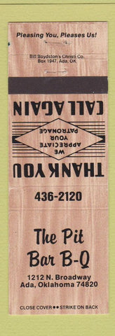 Matchbook Cover - The Pit BBQ Ada OK