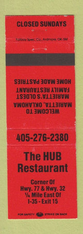 Matchbook Cover - The Hub Restaurant Marietta OK