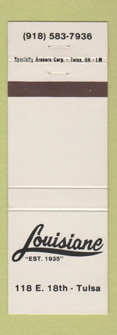 Matchbook Cover - Louisiane Restaurant Tulsa OK