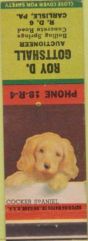 Matchbook Cover - Gottshall Auctioneer Carlisle PA Cocker Spaniel