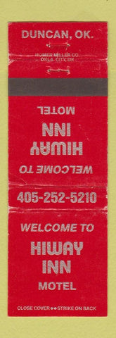 Matchbook Cover - Hiway Inn Motel Duncan OK WEAR