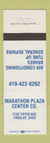 Matchbook Cover - Marathon Plaza Center Findlay OH