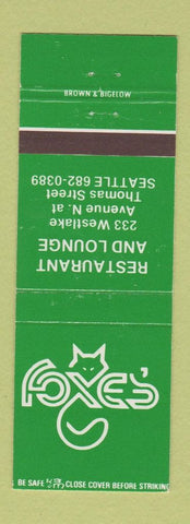 Matchbook Cover - Foxes' Restaurant Lounge Seattle WA