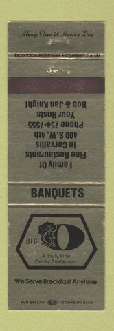 Matchbook Cover - Big O Restaurant Corvallis OR