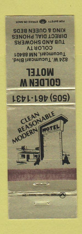 Matchbook Cover - Golden W Motel Tucumcari NM WEAR