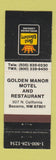 Matchbook Cover - Golden Manor Motel Best Western Socorro NM WEAR