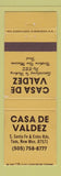 Matchbook Cover - Casa De Valdez Taos NM