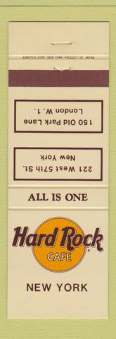Matchbook Cover - Hard Rock Cafe New York City London