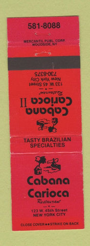 Matchbook Cover - Cabana Carioca II Restaurant New York City