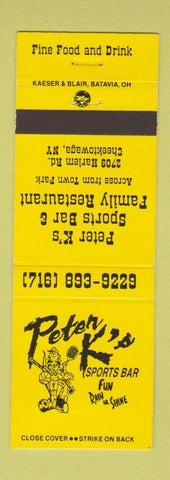 Matchbook Cover - Peter K's Sports Bar Restaurant Cheektowaga NY YELLOW