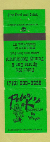 Matchbook Cover - Peter K's Sports Bar Restaurant Cheektowaga NY GREEN
