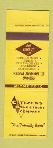 Matchbook Cover - Citizens Bank Covington Mandeville Slidell Abita Springs LA
