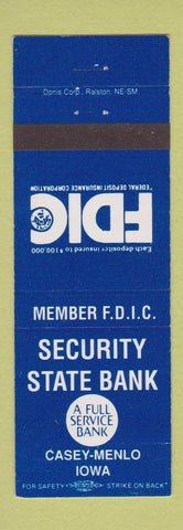Matchbook Cover - Security State Bank Casey Menlo IA