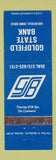 Matchbook Cover - Goldfield State Bank IA WEAR