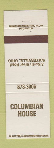 Matchbook Cover - Columbian House Waterville OH