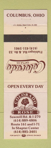 Matchbook Cover - Colorado Rose Cattle Columbus OH WEAR