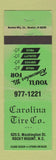 Matchbook Cover - Carolina Tire Company Rocky Mount NC GREEN WEAR