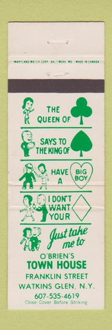 Matchbook Cover - O'Brien's Town House Watkins Glen NY
