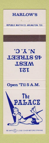 Matchbook Cover - The Palace New York City Harlow's girlie