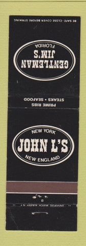 Matchbook Cover - Gentleman Jim's Pompano Beach Boynton Juno Fort Pierce FL WEAR