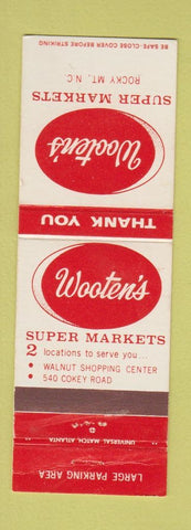 Matchbook Cover - Wooten's Grocery Rocky Mount NC