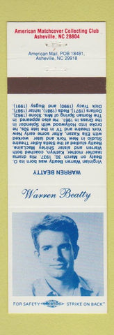 Matchbook Cover - American Matchcover Club Warren Beatty