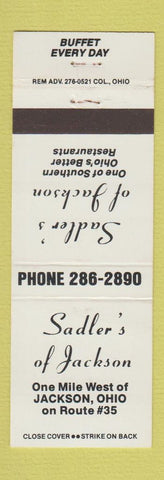 Matchbook Cover - Sadler's Restaurant Jackson OH WHITE