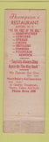 Matchbook Cover - Thompson's Restaurant Avon NY Federal WEAR
