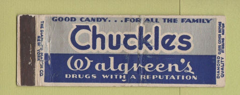 Matchbook Cover - Chuckles Candy Walgreen's Drug Stores DQ WEAR Full Length