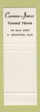 Matchbook Cover - Curran Jones Funeral Home West Springfild MA SAMPLE