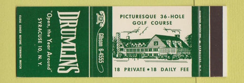 Matchbook Cover - Drumlines Golf Course Syracuse NY SAMPLE