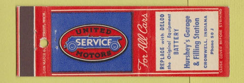 Matchbook Cover - Hushey's Garage oil gas Cromwell IN low phone #