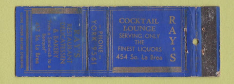 Matchbook Cover - Ray's Deli Restaurant Los Angeles CA WORN
