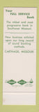 Matchbook Cover - Bank of Cathage MO SAMPLE