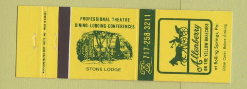 Matchbook Cover - Allenberry Stone Lodge Boiling Springs PA