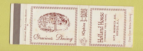 Matchbook Cover - Holland House Hoxsie RI WEAR