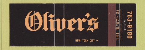 Matchbook Cover - Oliver's New York City Full Length