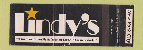 Matchbook Cover - Lindy's Restaurant New York City  Full Length