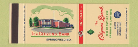 Matchbook Cover - Citizens Bank Springfield MO SAMPLE