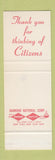 Matchbook Cover - Citizens Bank Springfield MO SAMPLE