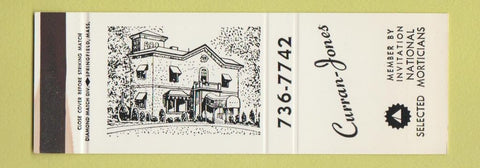 Matchbook Cover - Curran Jones Funeral Home West Springfild MA SAMPLE WEAR