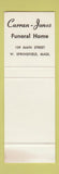 Matchbook Cover - Curran Jones Funeral Home West Springfild MA SAMPLE WEAR
