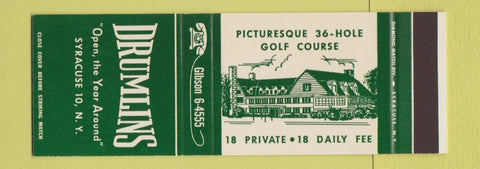 Matchbook Cover - Drumlins Golf Course Syracuse NY SAMPLE