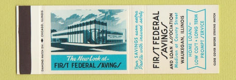 Matchbook Cover - First Federal Savings Waukegan IL SAMPLE