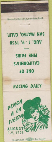 Matchbook Cover - Venga A La Fiesta 1958 San Mateo CA girlie STAINED