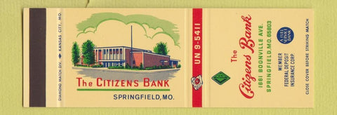 Matchbook Cover - Citizens Bank Springfield MO SAMPLE