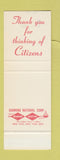 Matchbook Cover - Citizens Bank Springfield MO SAMPLE